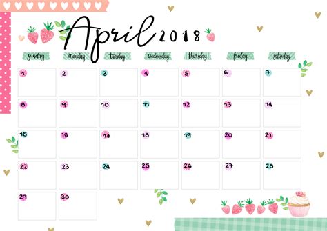 Free Printable Calendar April
